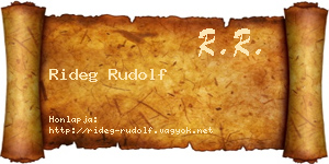 Rideg Rudolf névjegykártya